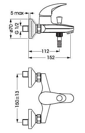 Смеситель Vidima Орион BA004AA для ванны с душем