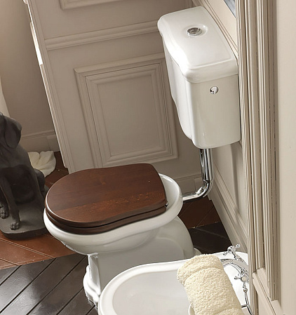 Унитаз Kerasan Retro 101001 со средним бачком, вертикальный выпуск, фурнитура бронза