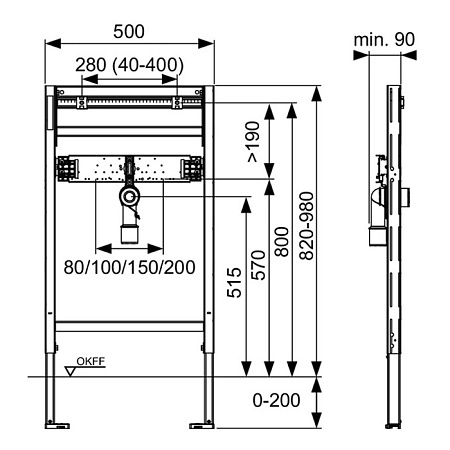 Система инсталляции для раковины Tece TECEprofil 9310018
