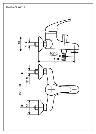 Смеситель Emmevi Ambra 9001BO для ванны с душем, белый/золото