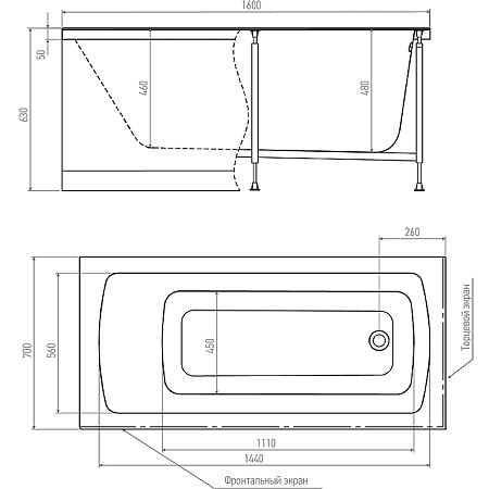 Акриловая ванна Timo Ritta RITTA1670 160х70 без гидромассажа