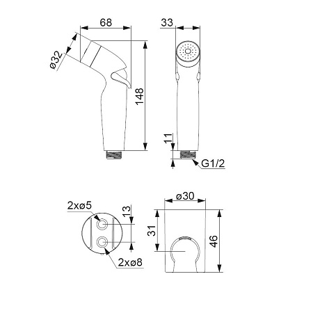 Гигиенический душ Damixa 760550100 с держателем, хром