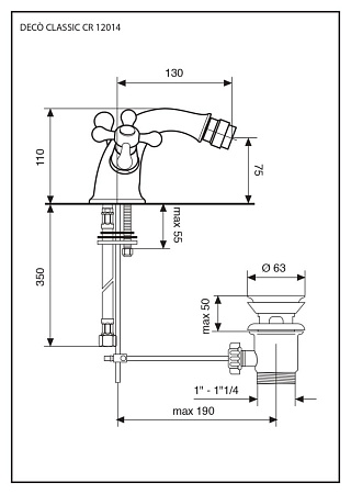 Смеситель Emmevi Deco Ceramic 12014BC для биде, белый/хром