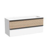 Тумба с раковиной Sancos Delta DL120W два смесителя, дуб красный/графит