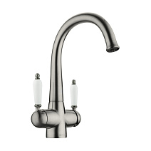 Смеситель Omoikiri Okinawa-2-SI 4994255 для кухонной мойки, античное серебро