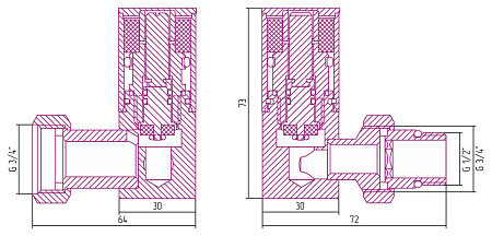 Вентиль Сунержа 00-1402-1234 3D левый, без покрытия
