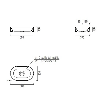 Раковина GSI Kube X 945809 60 белый матовый