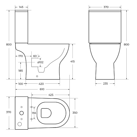 Чаша для унитаза-компакта BelBagno Lounge BB045CPR
