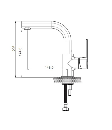 Смеситель GPD Pedra MTL160-S для раковины, черный матовый