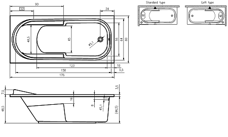Ванна акриловая Riho Columbia B003001005 175x80