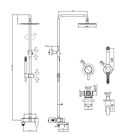 Душевой комплект Paffoni Light KITZCOL632NO110 черный матовый