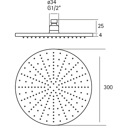 Верхний душ Cisal Xion DS016420D1 300 нержавеющая сталь
