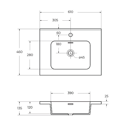 Раковина Cezares 50203 60 bianco