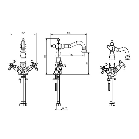 Смеситель Boheme Royal 312-Royal для раковины, бронза