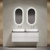 Мебель для ванной со столешницей Sancos Folk 140 FL70W+TT140A1 Bianco/Black Sky