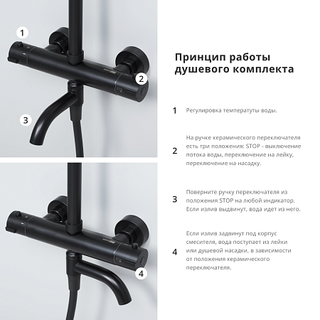 Душевая стойка WasserKRAFT Thermo A28801 черный матовый