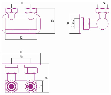Модуль Сунержа Без серии 03-1538-3434 для отопительных, золото