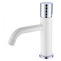 Смеситель Boheme Stick 121-WCR для раковины, ручка Diamond, белый/хром