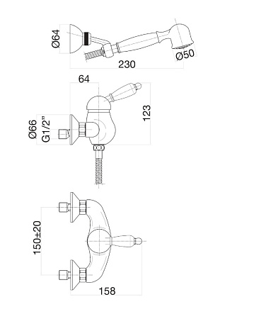 Смеситель Fiore Imperial 83OO5127 для душа, золото
