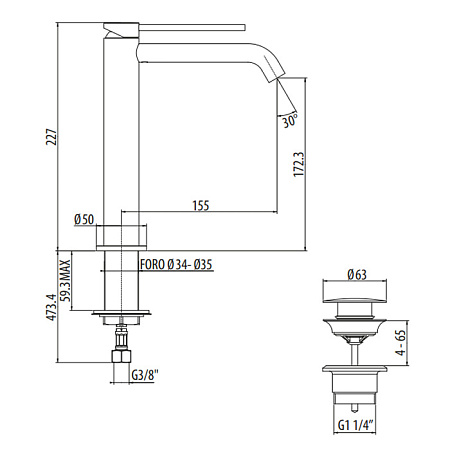 Смеситель Gattoni Circle Two 9146/91NO для раковины, черный матовый