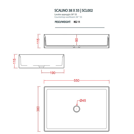 Раковина ArtCeram Scalino SCL002 38;00 55 blu avio
