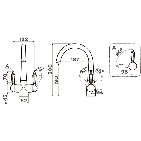 Смеситель Omoikiri Okinawa-2-G 4994253 для кухонной мойки, золото