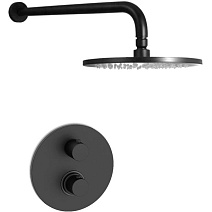 Душевой комплект Paffoni Light KITLIQ013NO с термостатом, черный матовый