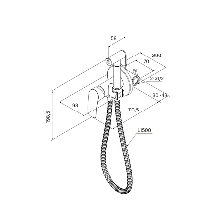 Гигиенический душ со смесителем Milardo Rora RORBLR0M08 черный