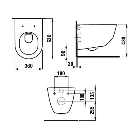 Чаша для унитаза подвесного Laufen Pro Rimless 8.2096.6.000.000.1