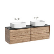 Тумба с раковиной и столешницей Sancos Marmi 2.0 160 MR2.080ECH+TT160A1 дуб чарльстон/Black Sky