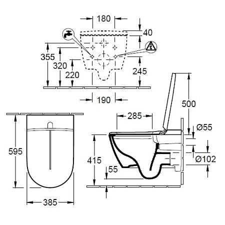 Унитаз подвесной Villeroy & Boch ViClean-I V0E200R1 с функцией биде, альпийский белый CeramicPlus