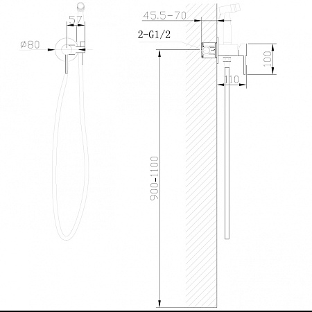 Гигиенический душ со смесителем ABBER Wasser Kreis AF8125 хром