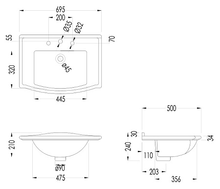 Консоль с раковиной Devon&Devon Westminster DEWESTCR