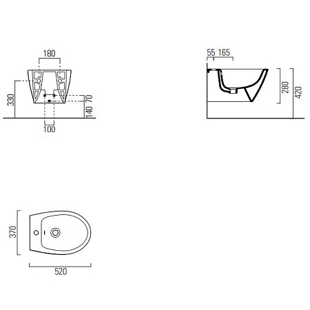 Биде подвесное GSI Modo 9864126 черный матовый Ardesia