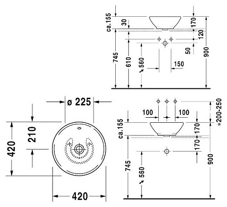 Раковина Duravit Bacino 0325420000
