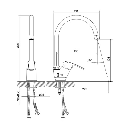 Смеситель IDDIS Ray RAYSB00i05 для кухонной мойки, хром