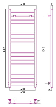 Полотенцесушитель водяной Сунержа Модус 1200х400 хром