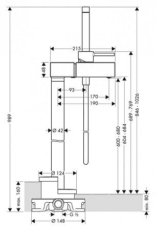 Смеситель Axor Starck X 10406000 для ванны и душа