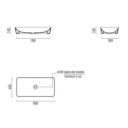 Раковина GSI Nubes 904011 80х40 белый глянцевый