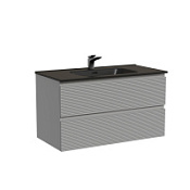 Тумба с раковиной Sancos Folk FL90ES 90 Ergraut soft/черный