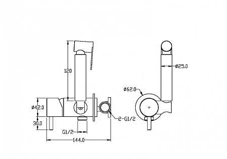 Гигиенический душ со смесителем Boheme Uno 467-MW для биде, белый матовый