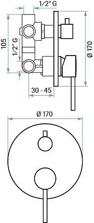 Смеситель Emmevi Piper 45029/OR для душа, золото