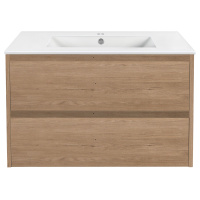 Тумба с раковиной Vincea Gio VMC-2G800NO 80 подвесная, 2 выкатных ящика, N.Oak