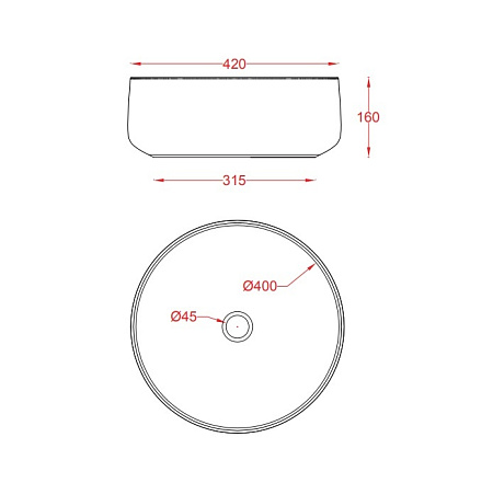 Раковина ArtCeram Cognac COL001 20;00 42 черный