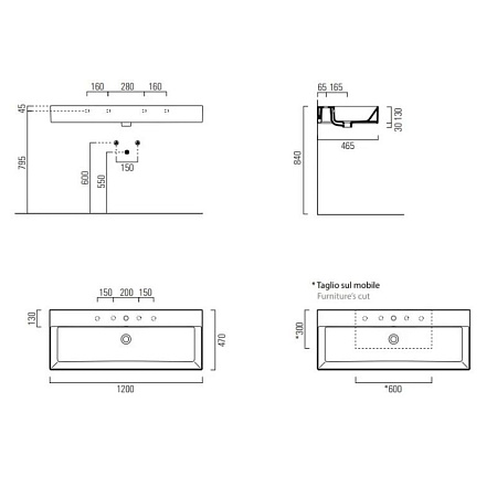 Раковина GSI Kube X 9424111 120 белый