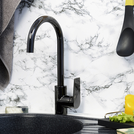 Смеситель WasserKRAFT Glan 6607 для кухонной мойки, черный