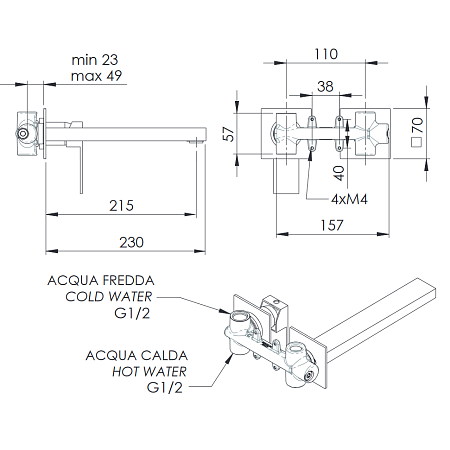 Смеситель Remer Qubica Design QD15PL для раковины, хром
