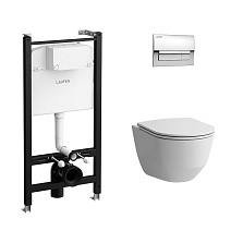 Комплект унитаз подвесной + инсталляция + кнопка Laufen PRO Rimless Z.RU93.0.761.5 клавиша хром