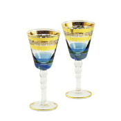 Бокал для воды/вина Migliore Adriatica 25591 хрусталь голубой/декор золото