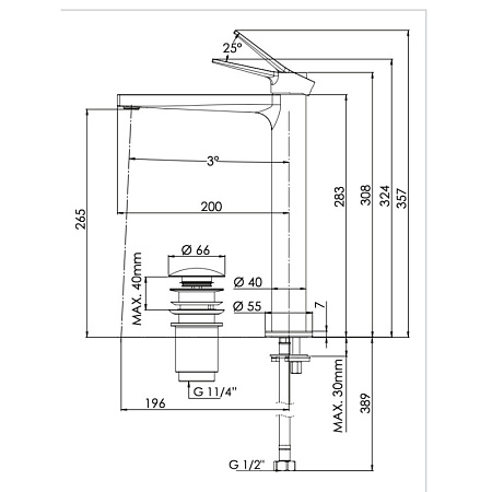 Смеситель Remer Slash SL10L для раковины, хром